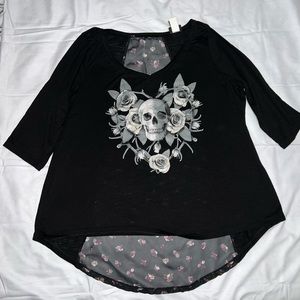 Skeleton top with sheer roses on the back